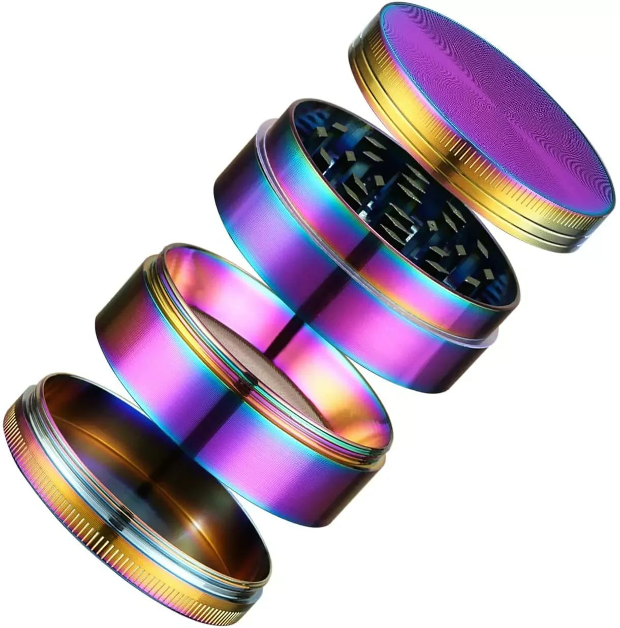 4-Layer Zinc Alloy Herb & Spice Grinder — 63mm | Rainbow