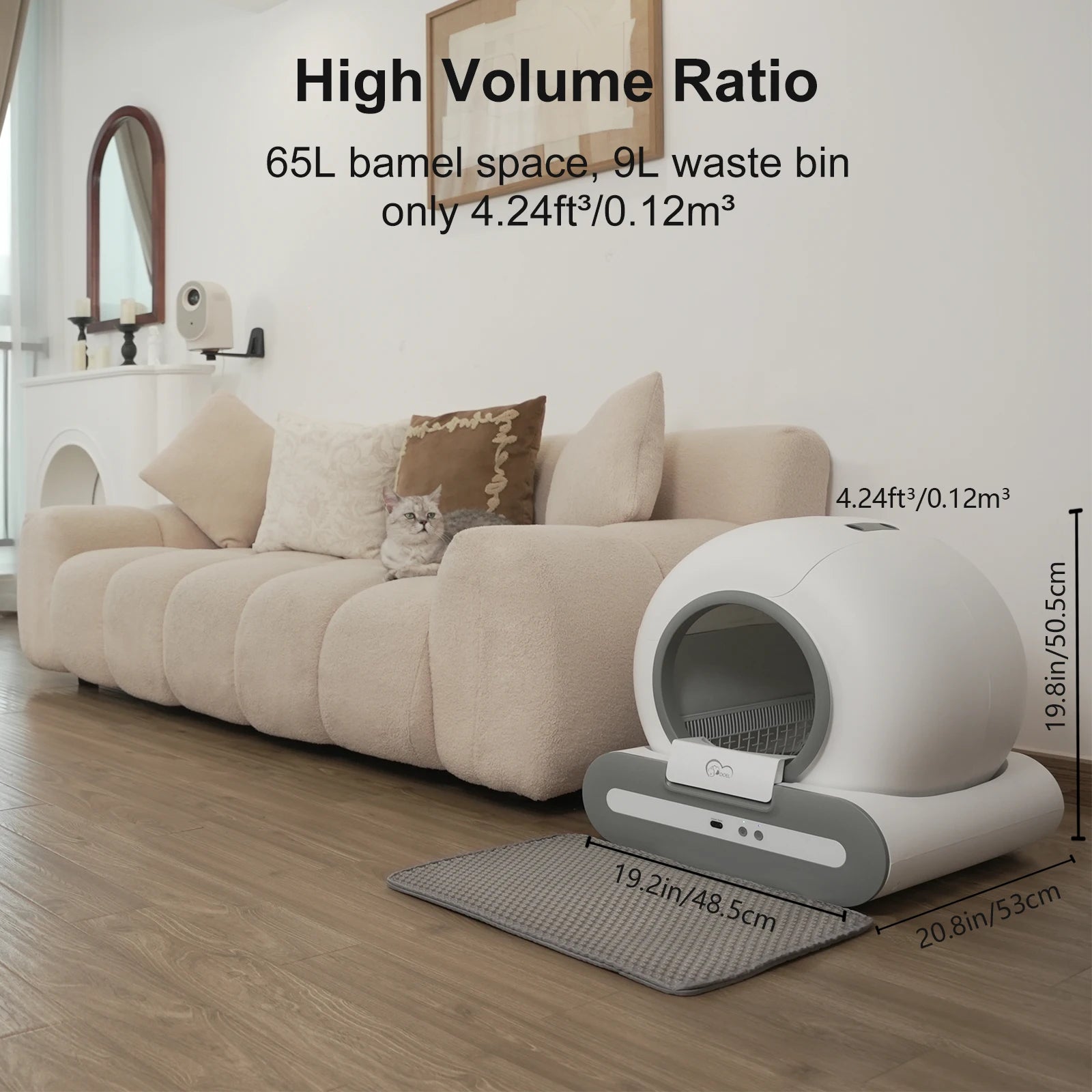 Homyra Self-Cleaning Cat Litter Box – Interior detail and self-cleaning mechanism